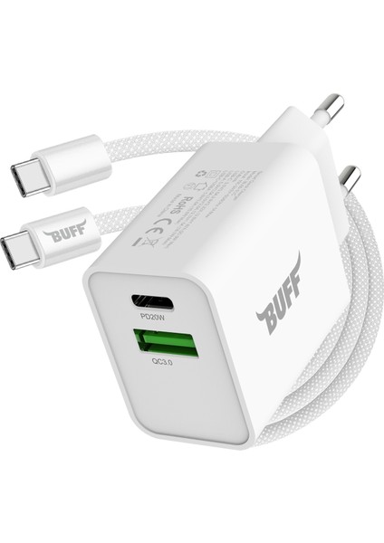 Buff BL60-ST Type-C To Type-C 20W Seyahat Şarj Seti