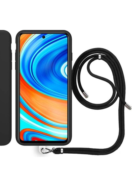 Xiaomi Redmi Note 9 Pro İp Askılı Silikon Kılıf Siyah
