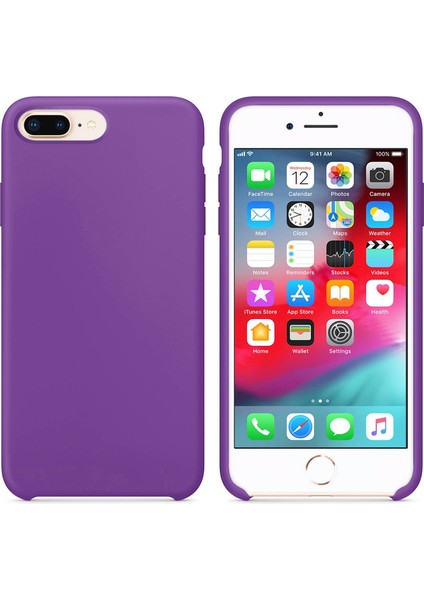 Apple iPhone 7 Plus Altı Açık Liquit Lansman Silikon Mor