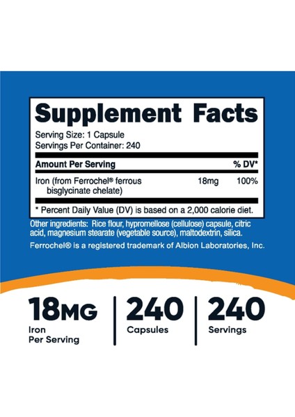 Chelated Iron From Ferrochel 18 mg 240 Capsul