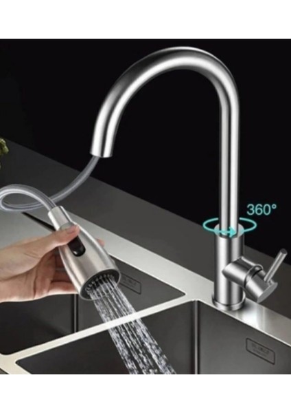 Spiralli Fonksiyonel Başlıklı Mutfak Evye Bataryası Inox modelleri