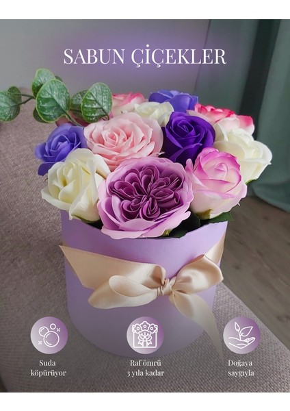 Sabun Çiçek Buketi - Hediye Kutusu - Kız Isteme Çiçeği