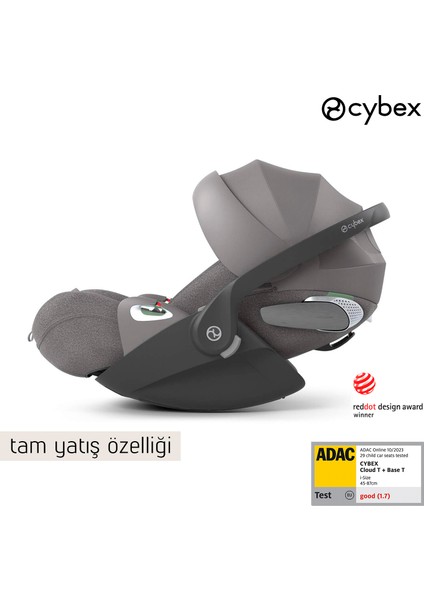 (ocak 2025 teslim) Cybex Cloud T isize Plus (terletmeyen özel kumaş) (Adac ödüllü tam yatışlı bebek puset ana kucağı 0-13 kg)