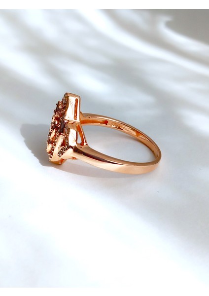 925 Ayar Gümüş Gold Yaprak Tasarım Zarif Kadın Yüzük Doğum Günü Hediye No:19 modelleri