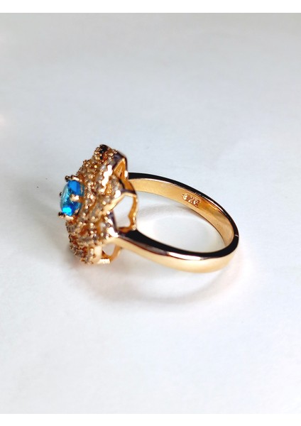 925 Ayar Gümüş Gold Gül Tasarım Zarif Kadın Yüzük Doğum Günü Hediye No:13 modelleri