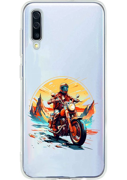 Samsung A50 Uyumlu Motorcu Desenli Silikon Kılıf