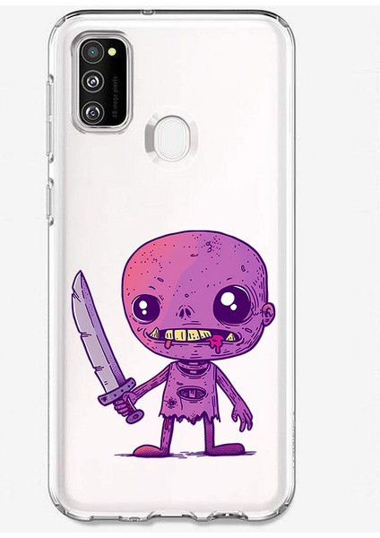 Samsung M21 Uyumlu Mor Zombi Desenli Silikon Kılıf