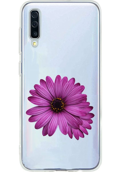 Samsung A50 Uyumlu Mor Çiçek Desenli Silikon Kılıf