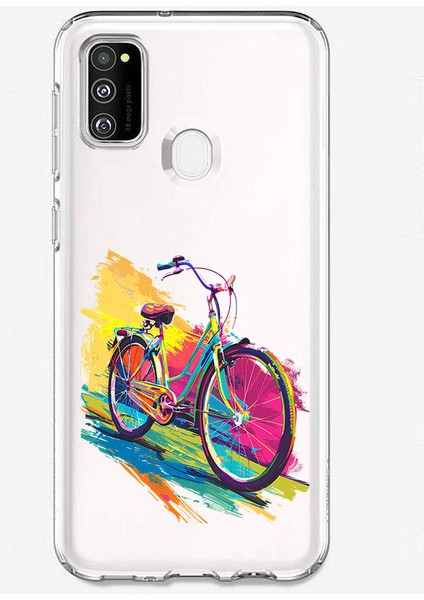 Samsung M30S Uyumlu Renkli Bisiklet Desenli Silikon Kılıf