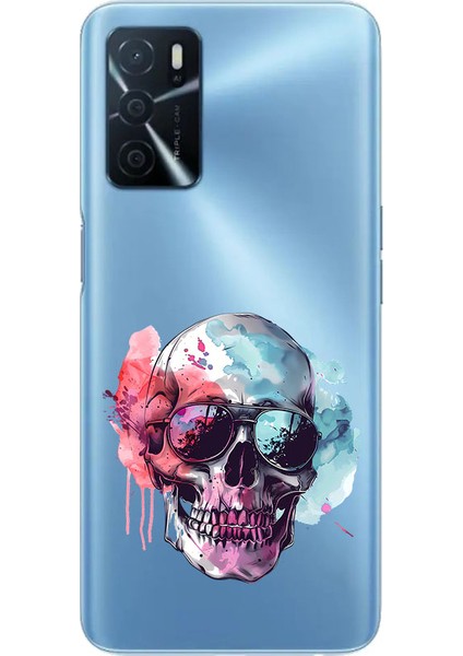 Oppo A16 Uyumlu Renkli Kafatası Desenli Silikon Kılıf