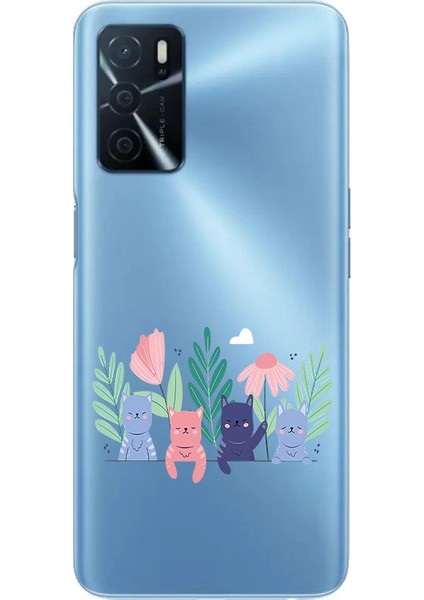 Oppo A16 Uyumlu Şirin Kediler Desenli Silikon Kılıf