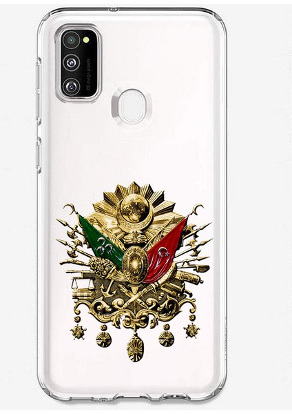 Samsung M30S Uyumlu Gold Osmanlı Tuğrası Desenli Silikon Kılıf