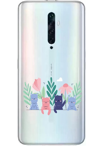 Oppo Reno 2z Uyumlu Şirin Kediler Desenli Silikon Kılıf