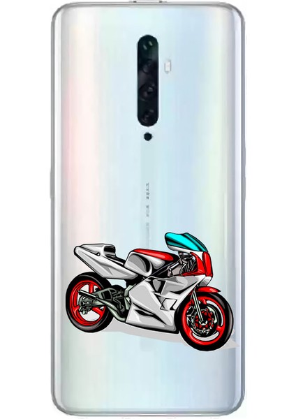 Oppo Reno 2z Uyumlu Kırmızı Motosiklet Desenli Silikon Kılıf
