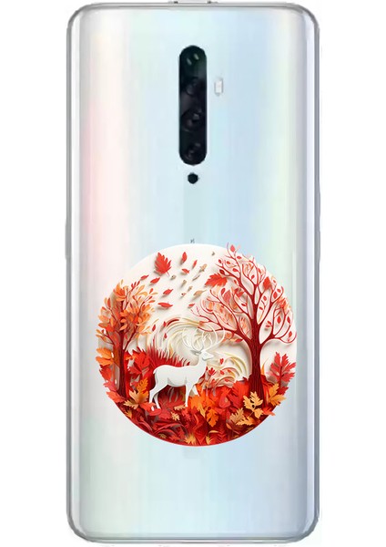 Oppo Reno 2z Uyumlu Beyaz Geyik Desenli Silikon Kılıf