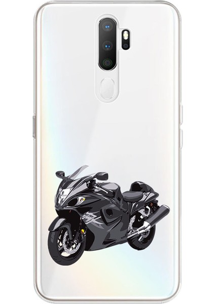 Oppo A5 2020 Uyumlu Siyah Motosiklet Desenli Silikon Kılıf