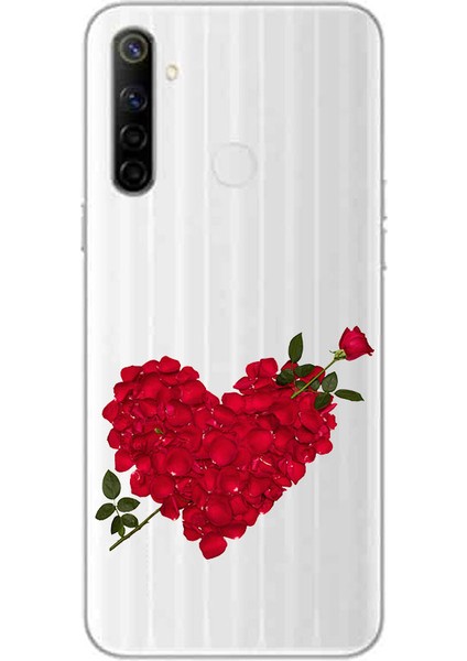 Realme 5i Uyumlu Gül Kalbi Desenli Silikon Kılıf