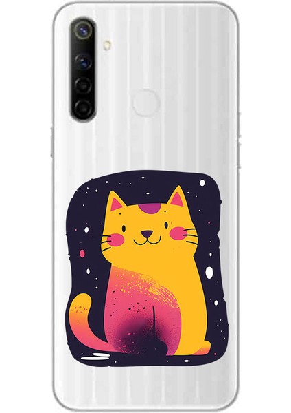 Realme 6i Uyumlu Sarı Kedi Desenli Silikon Kılıf