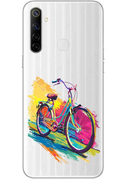 Realme C3 Uyumlu Renkli Bisiklet Desenli Silikon Kılıf