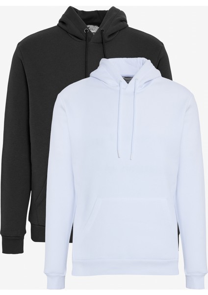 2'li Paket Standart Fit Normal Kesim Kapüşonlu Kanguru Cepli Sweatshirt