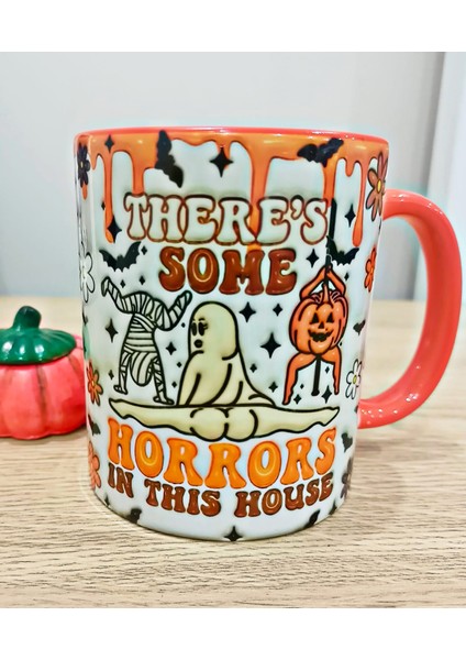 Hallowen Turuncu Porselen Kupa