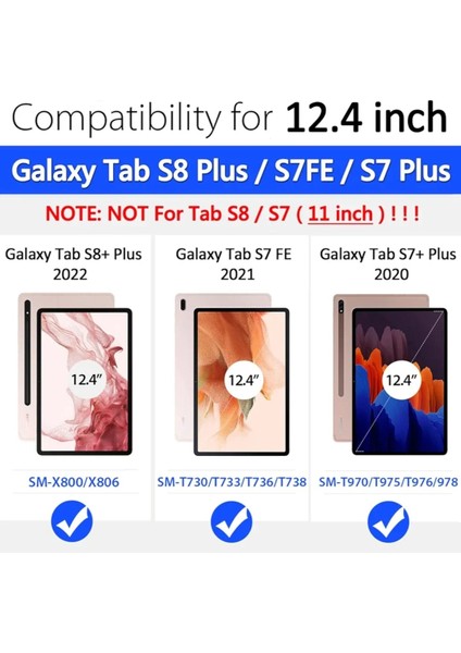 Samsung Galaxy Tab S8 Plus / S7 Fe / S7 Plus / S9 Plus / S9 Fe Plus 12.4 Inç Astronot Çocuk Tablet Kılıf Eğlenceli Askılı Standlı