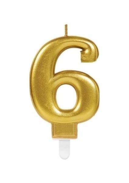 6 Rakamı Mum Gold Renk