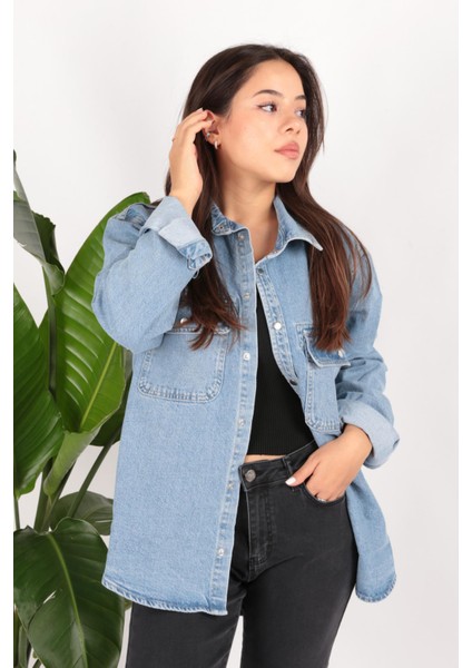 7348 Dublın Kadın Jean Gömlek