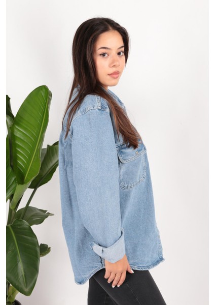 7348 Dublın Kadın Jean Gömlek modelleri