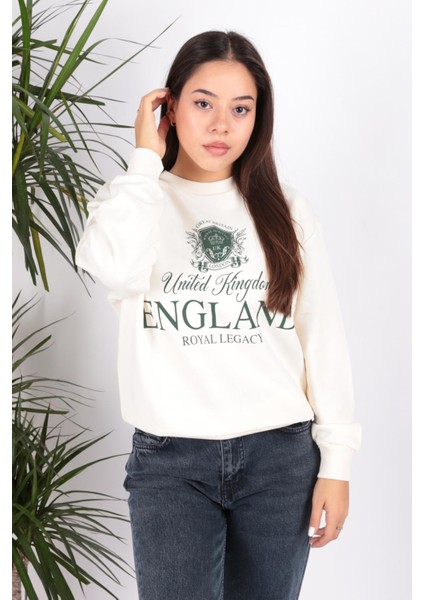 24K0142K1 Kadın Oversize Baskılı Sweat