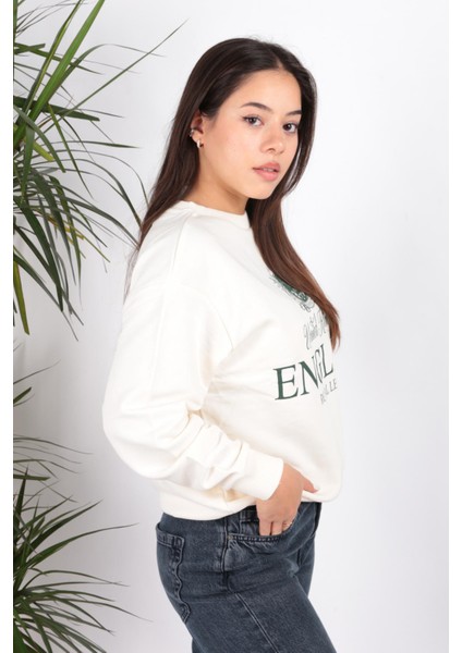 24K0142K1 Kadın Oversize Baskılı Sweat modelleri