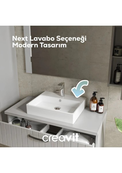 NX260 Next 60 cm Tezgah Üzeri Kare Delikli Lavabo 60 x 50 cm