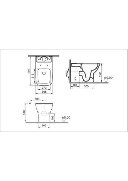 Integra Square Duvar Sıfır Klozet 7086L003-0092,Integra Square Klozet Kapağı 191-003-009