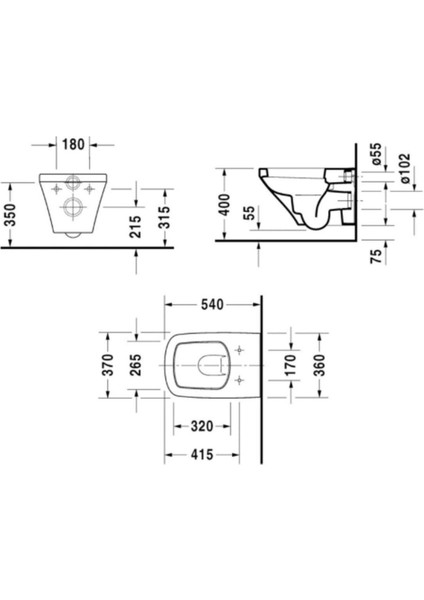 Durastlye Rimless Asma Klozet 45383900A1 + Duravit Yavaş Kapak