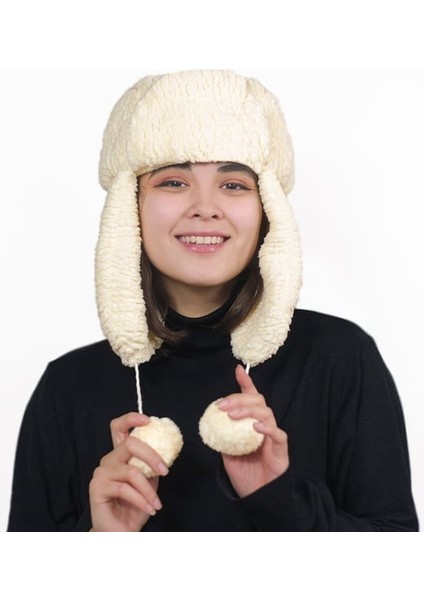 Peluşçu Dayı Kadın Kürklü Kulaklıklı Peluş Şapka,bere