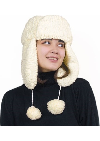 Peluşçu Dayı Kadın Kürklü Kulaklıklı Peluş Şapka,bere