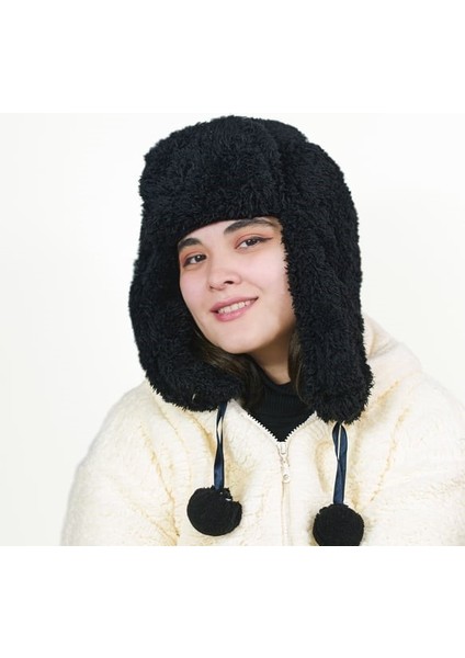 Peluşçu Dayı Kadın Kürklü Kulaklıklı Peluş Şapka,bere