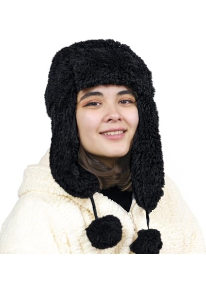 Peluşçu Dayı Kadın Kürklü Kulaklıklı Peluş Şapka,bere