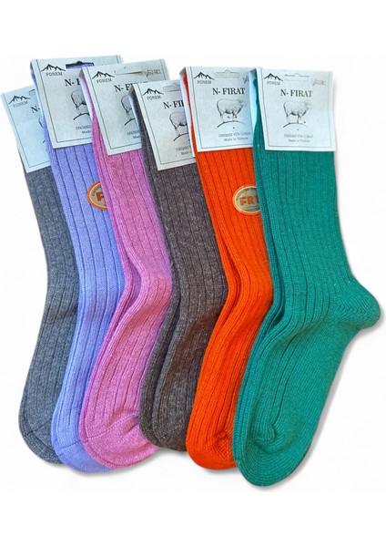 Yünlü Kadın Renkli 6 Çift Soket Çorap modelleri