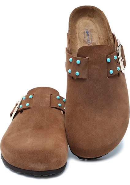 K14653SD Kifidis Soft Step Kadın Süet Deri Sabo Mantar Terlik 36-41