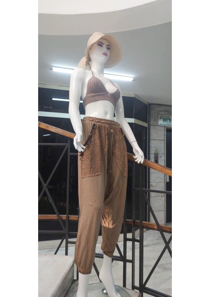 Kadın Beli Bağlamalı Saçak Detaylı Bohem Şalvar modelleri