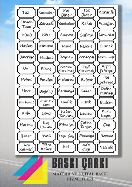 65 Çeşit Baharat Sticker