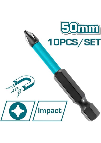 10 Adet Mıknatıslı Yıldız Bits Uç Ph2 50 mm S2 Çeliği Vidalama Sökme Ucu 5 cm Matkap Bits Ucu