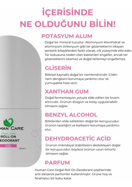 Doğal Roll On Deodorant Gül Kokulu 50 ml indirimleri