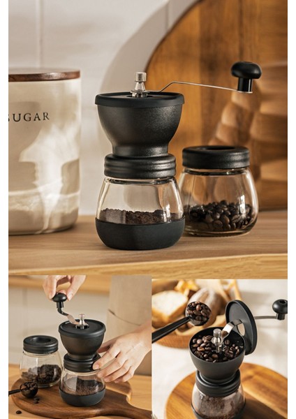 Matera Coffe Grinder Seramik Öğütücülü Cam Kahve Değirmeni Öğütücüsü