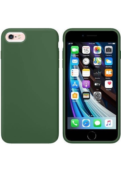 Apple iPhone 6S Plus İçi Kadife Silikon Kılıf Yeşil