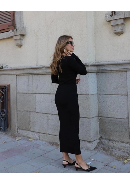 Kadın Uzun Kollu Yuvarlak Yaka Akrilik Elbise modelleri