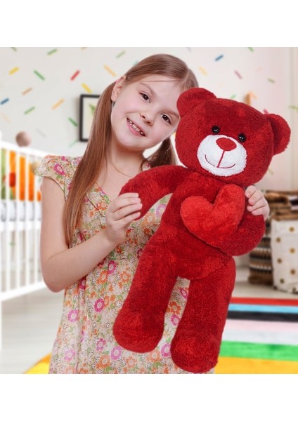 Peluşçu Dayı 50 cm Kalpli Peluş Sevimli Ayıcık