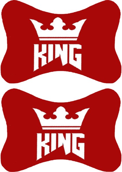 2'li Set King Baskılı Tüm Araçlarla Uyumlu Ortopedik Oto Boyun Yastığı