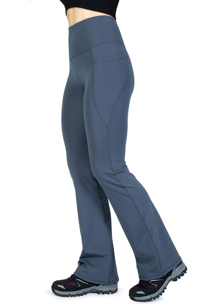 Ispanyol Paça Gri Kışlık Içi Polarlı Cepli Yüksek Bel Toparlayıcı Termal Tayt indirimleri